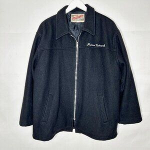 Vintage Indian Motorcycle Jacket sz Lg Black Wool Fully Lined Zip Front Coat